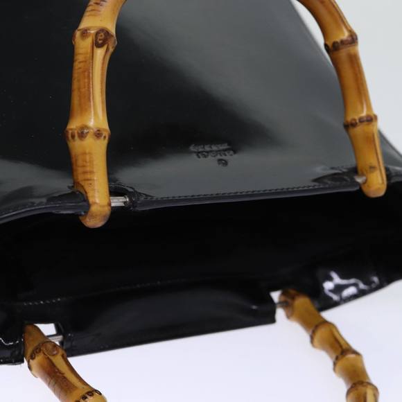 GUCCI Bamboo Hand Bag Enamel Black 93152 212792 Auth ep4078 - Picture 6 of 16